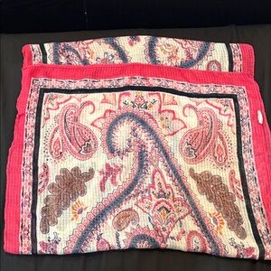 Paisley Print Scarf with Pink Border